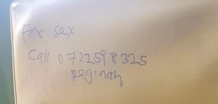 No shame! Prostitute posts her number for business