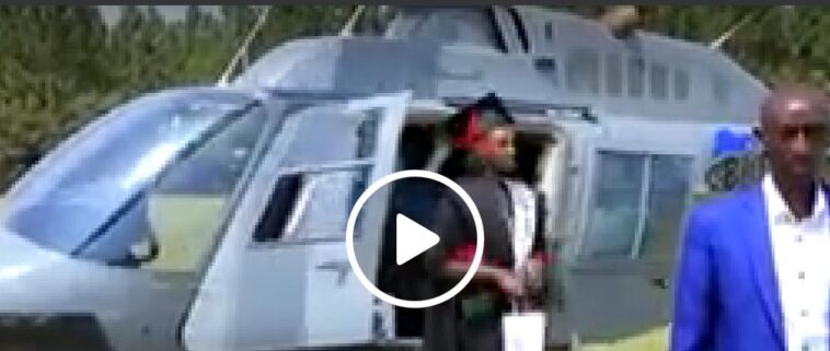 VIDEO: MUK female student leaves Ugandans stunned as she arrives in helicopter for graduation