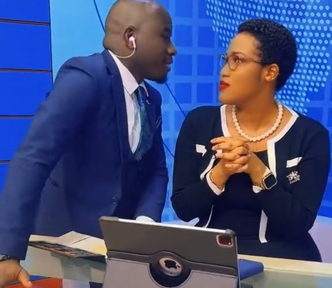 VIDEO: Zambali Bulasio Mukasa almost kisses Isabella Tugume in NBS studio
