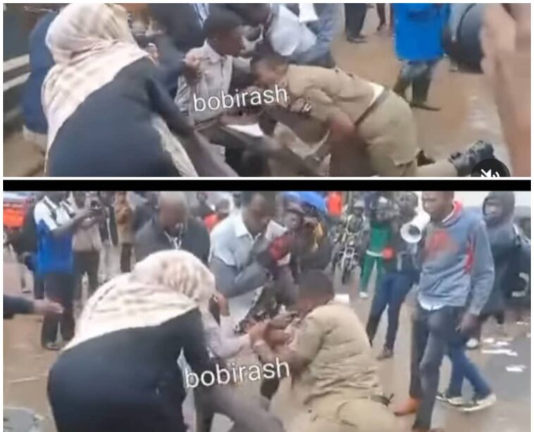 VIDEO: Protester downtown nearly strangles female police to death