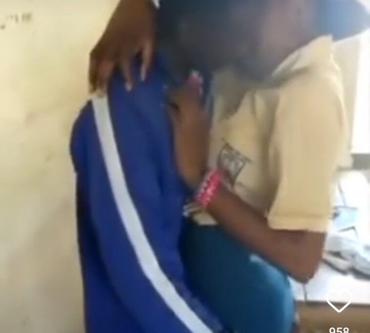 VIDEO: Students caught red handed chewing each other in classroom