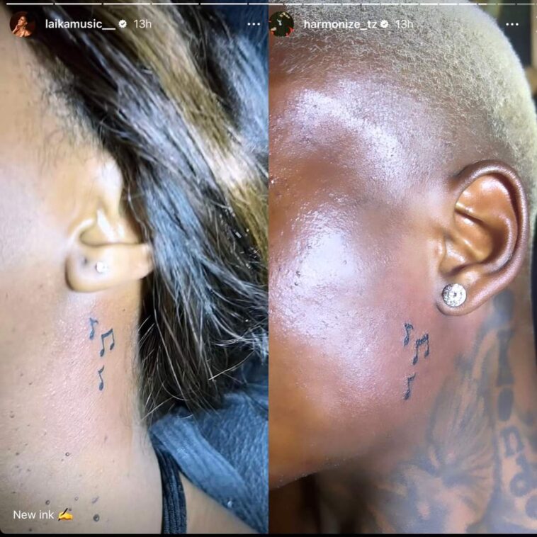 SCREENSHOT: Laika Music and Harmonize get matching tattoos