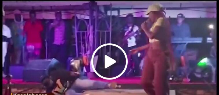 VIDEO: Is it a stunt? Watch Fille fall off stage while performing live