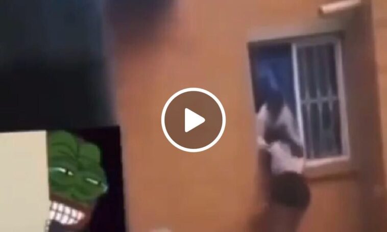 VIDEO: Watch married man sneaking in a side chic through a window in the night