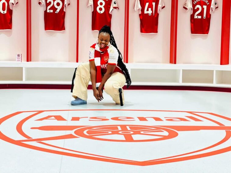 PHOTOS: Precious Remmie and hubby Bindeeba visits Emirates Stadium as they celebrate 2nd anniversary
