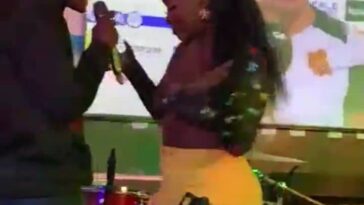 VIDEO: Fan chickens out after Lydia Jazmine parades her sumbie for him on stage