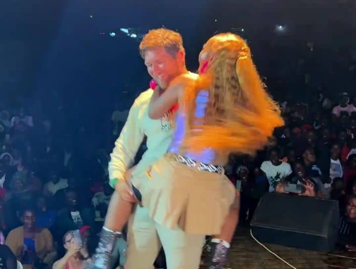 VIDEO: Spice Diana almost chews Zungu man on stage