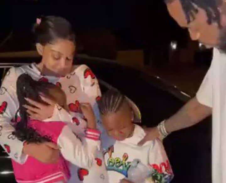 VIDEO: Watch as Zari’s kids beg dad Diamond Platinumz to stay with them