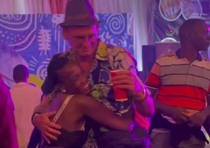 VIDEO: Watch as Ugandan babe makes Liam Neeson lookalike lose senses at Nyege Nyege festival